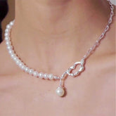 Collier de perles en argent Etoilelier, boucle d'oreille enfile-goutte de perles d'eau douce 10MM